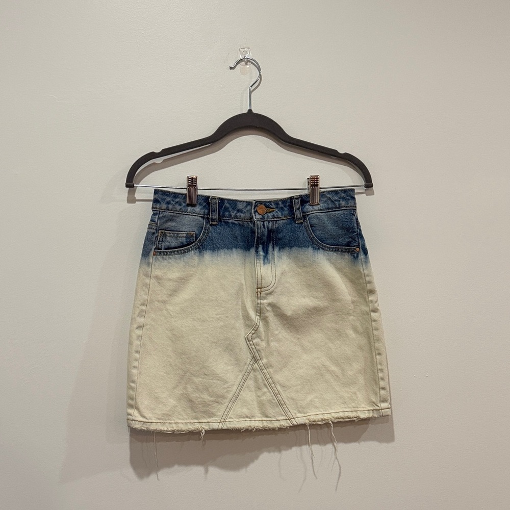 Stradivarius Blue and Cream Mini Skirt